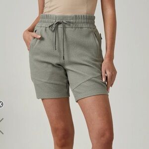 7 Diamonds Textured Sage Green High Waist Shorts